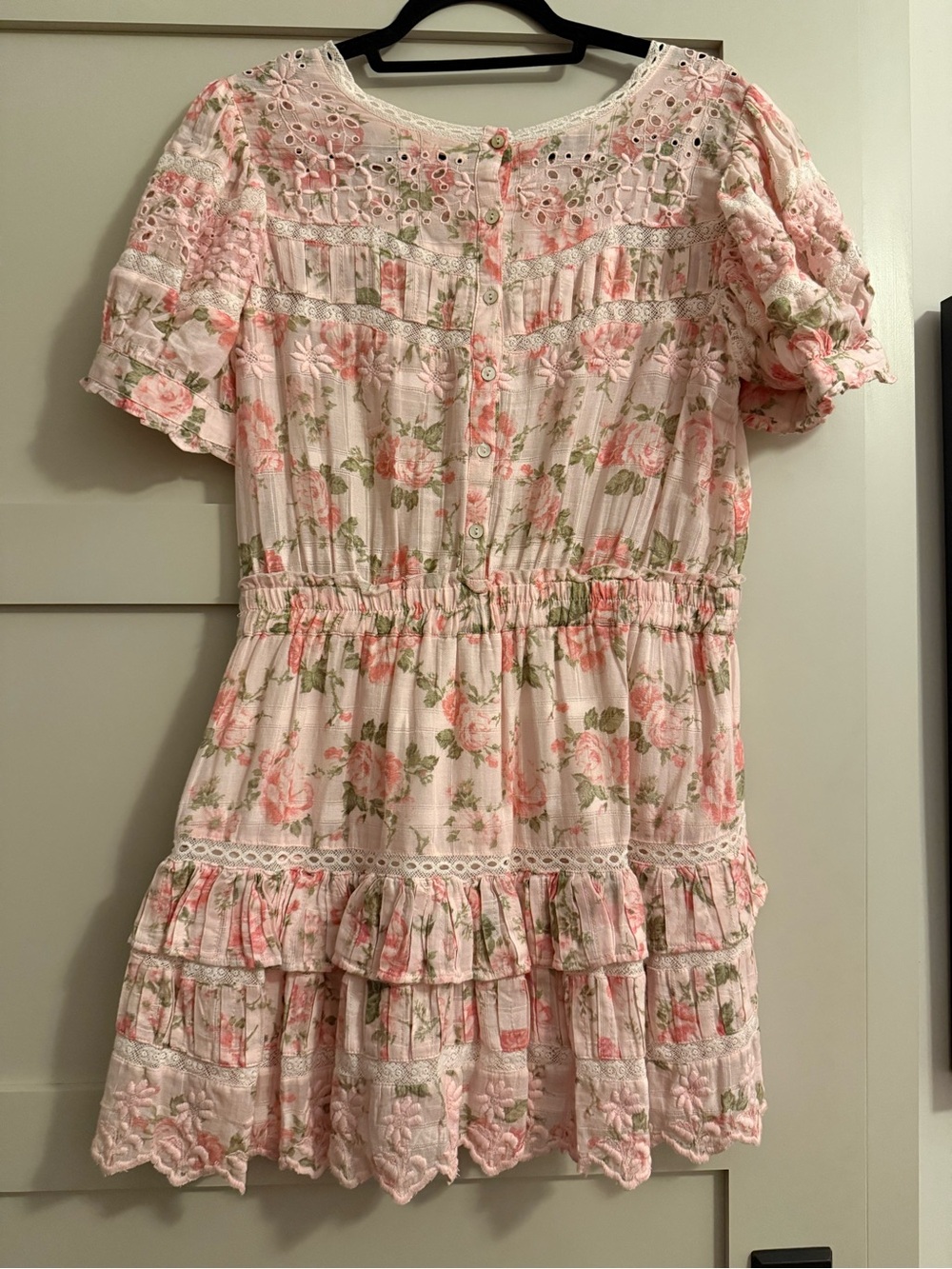 LoveShackFancy Pink Floral Eyelet Mini Dress - Picture 5 of 6